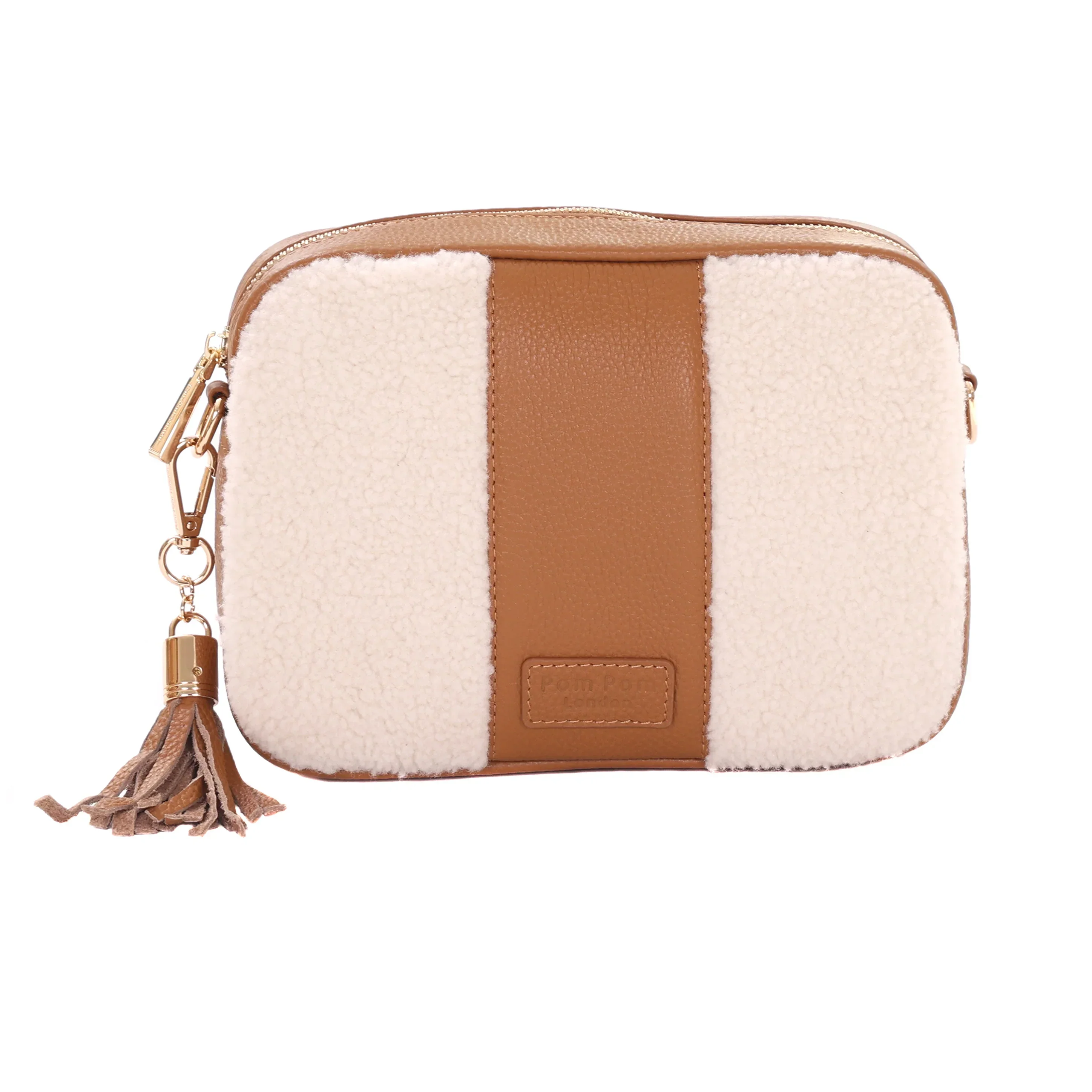 City Faux Fleece & Leather Bag Maple