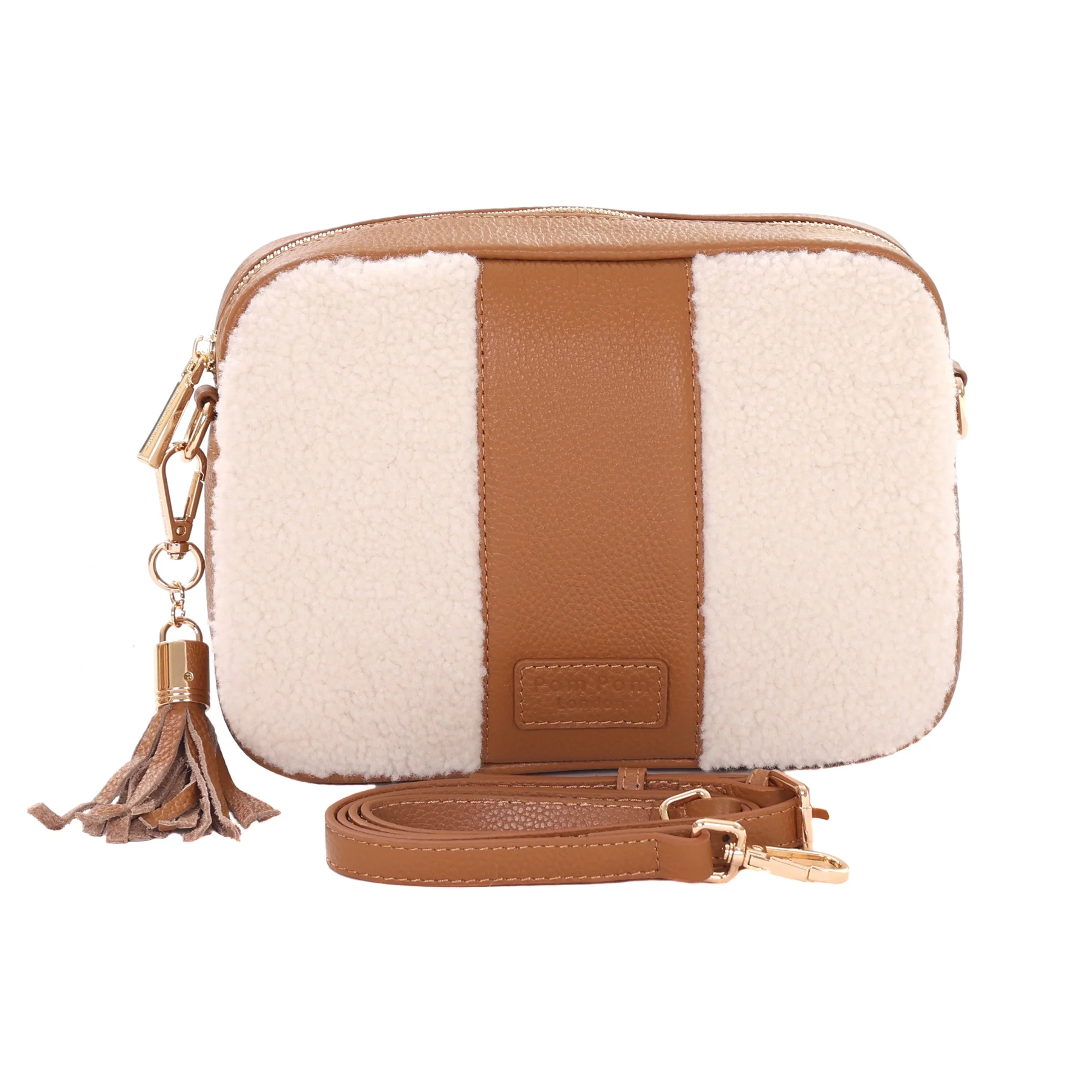 City Faux Fleece & Leather Bag Maple - Image 2