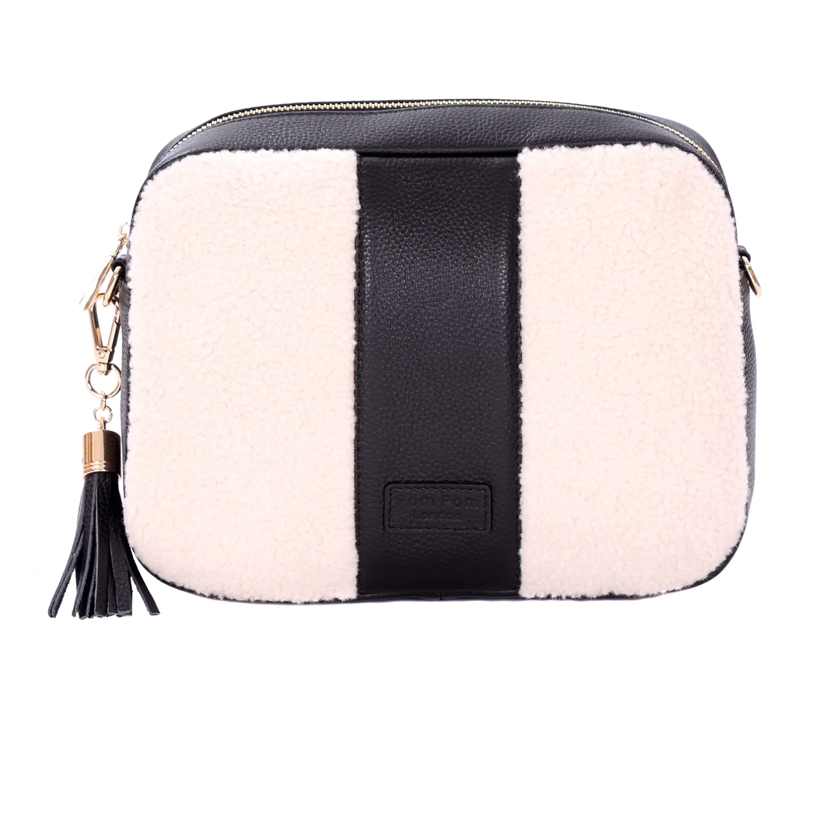 City Plus Faux Fleece & Leather Bag Black
