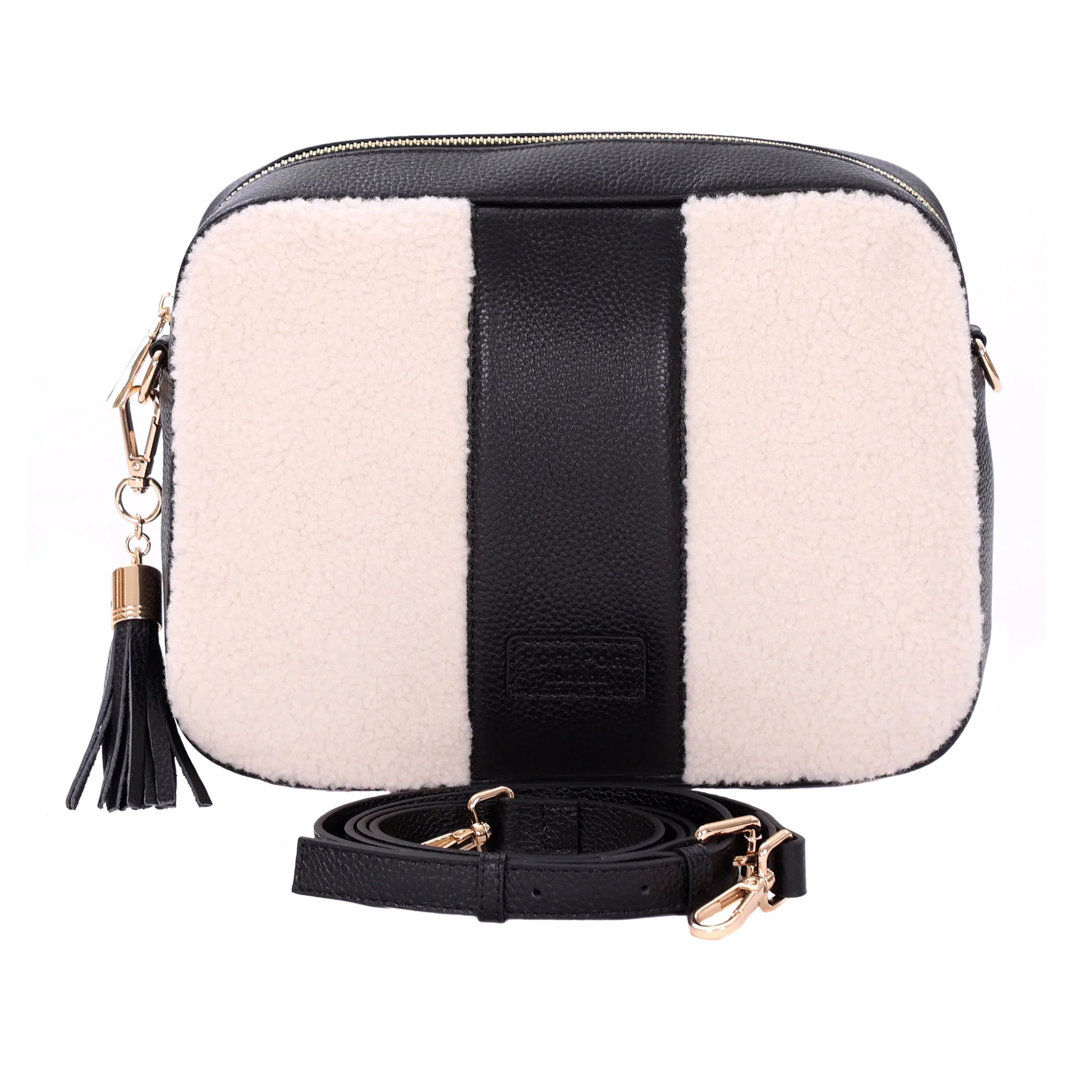 City Plus Faux Fleece & Leather Bag Black - Image 2