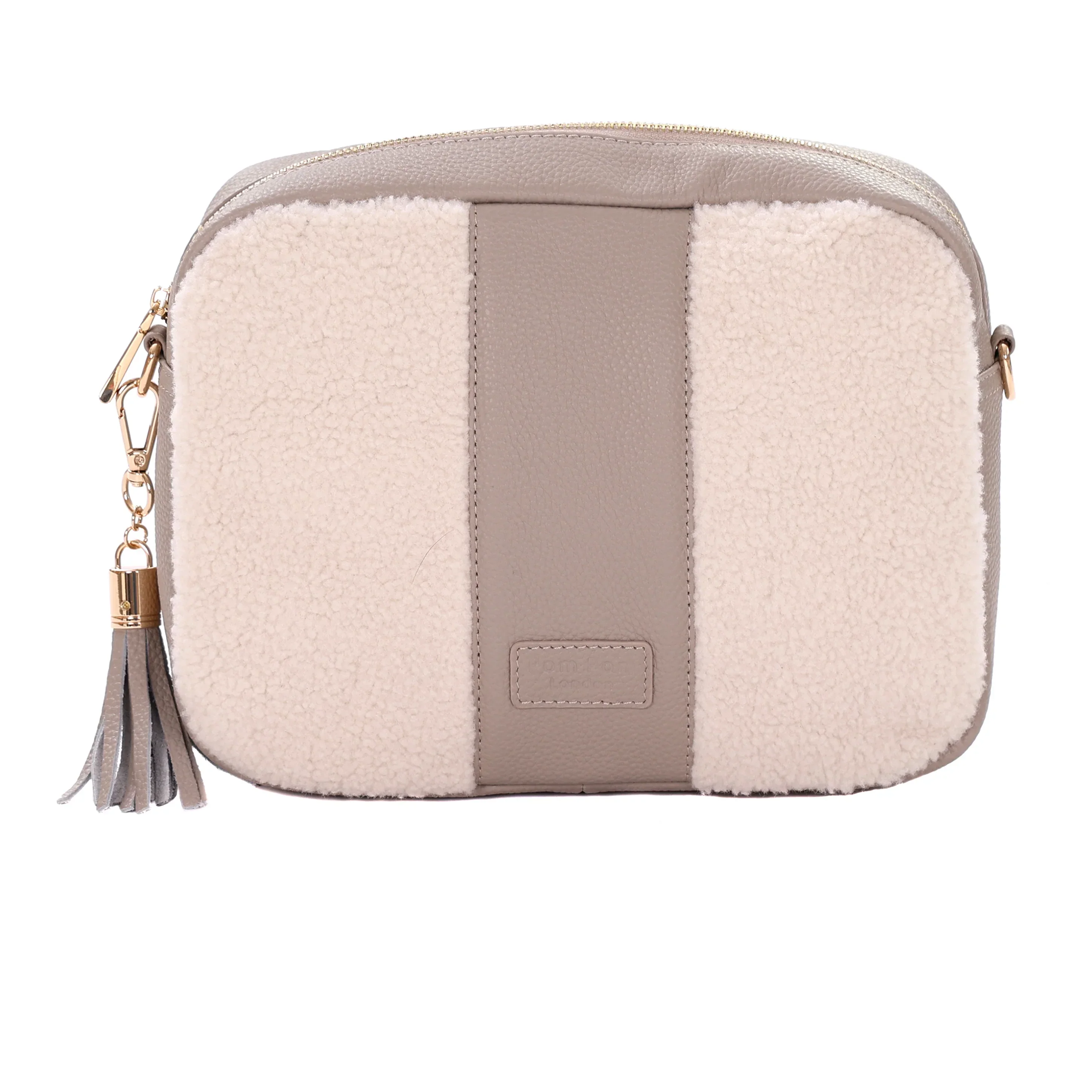 City Plus Faux Fleece & Leather Bag Stone