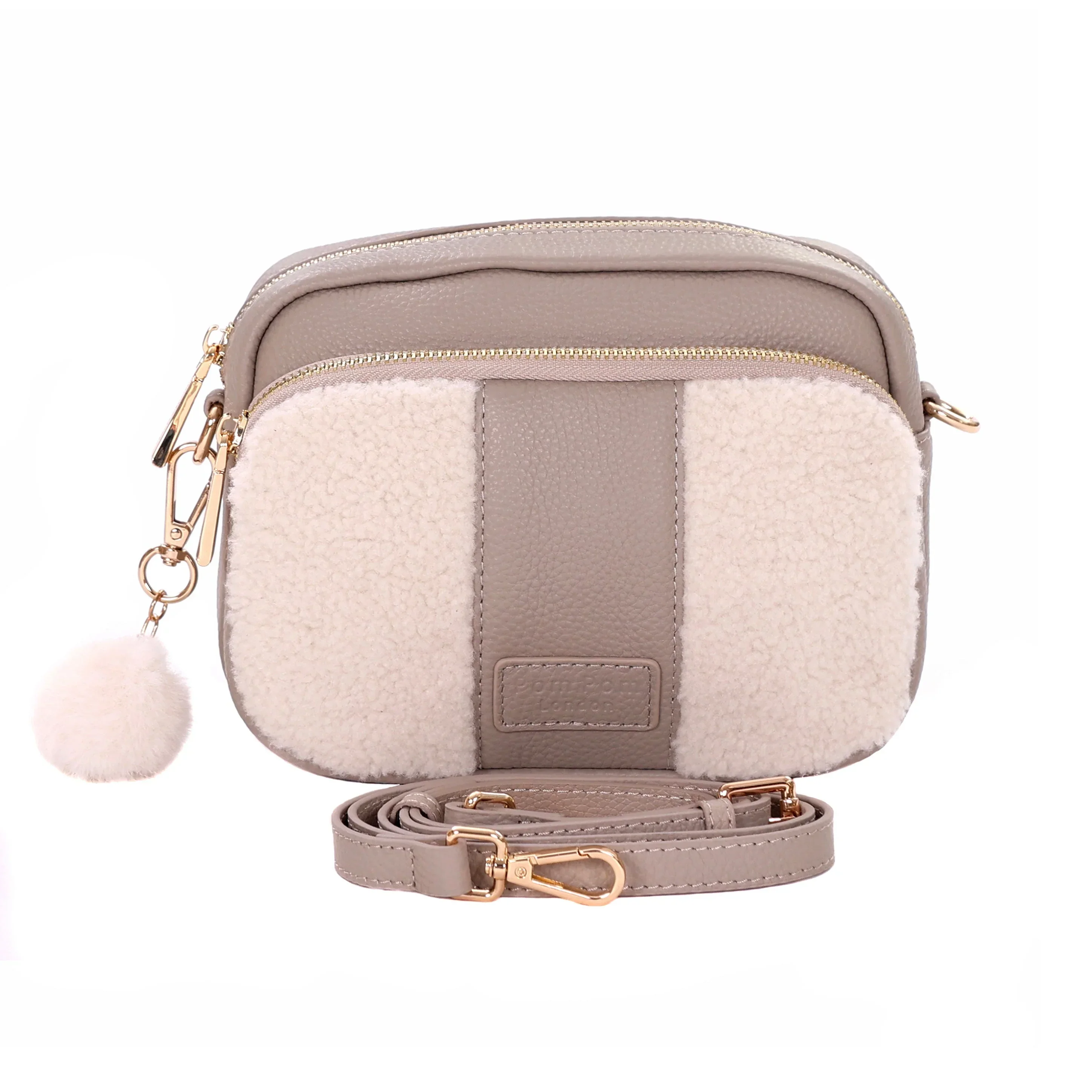 Original Faux Fleece & Leather Bag Stone - Image 2