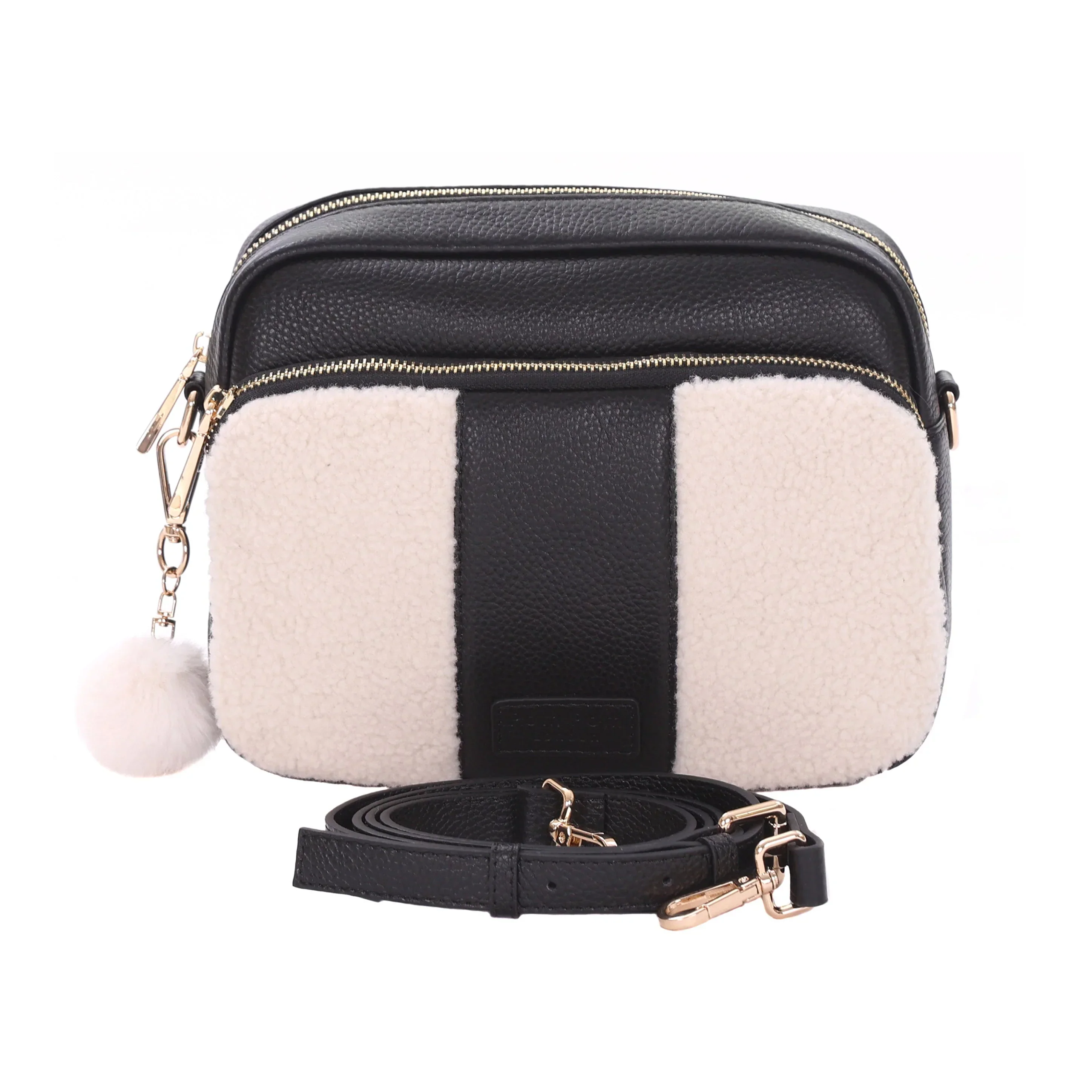 Original Plus Faux Fleece & Leather Bag Black - Image 2
