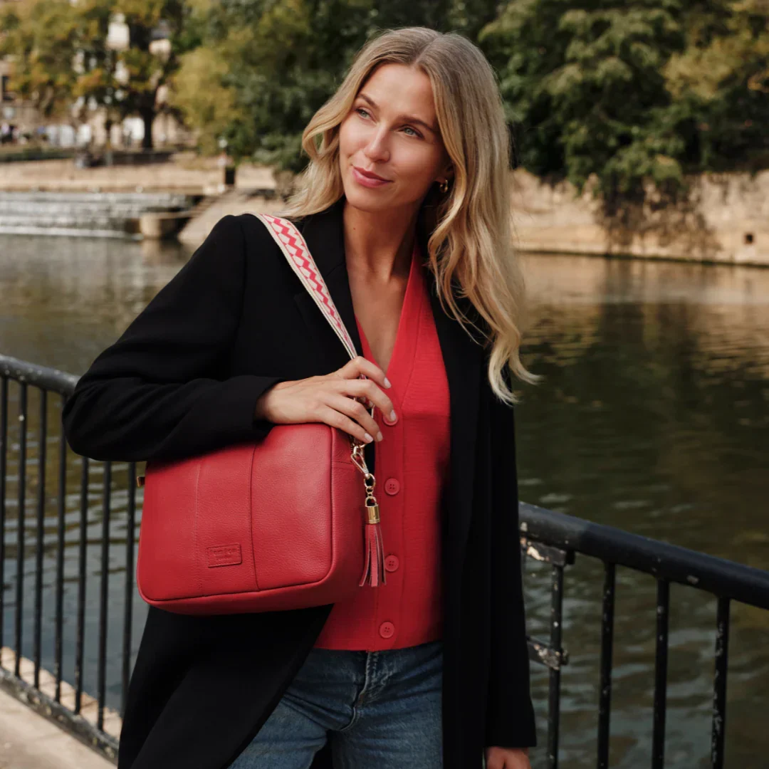 Pom Pom London City Plus Bag Crimson Red - Image 2