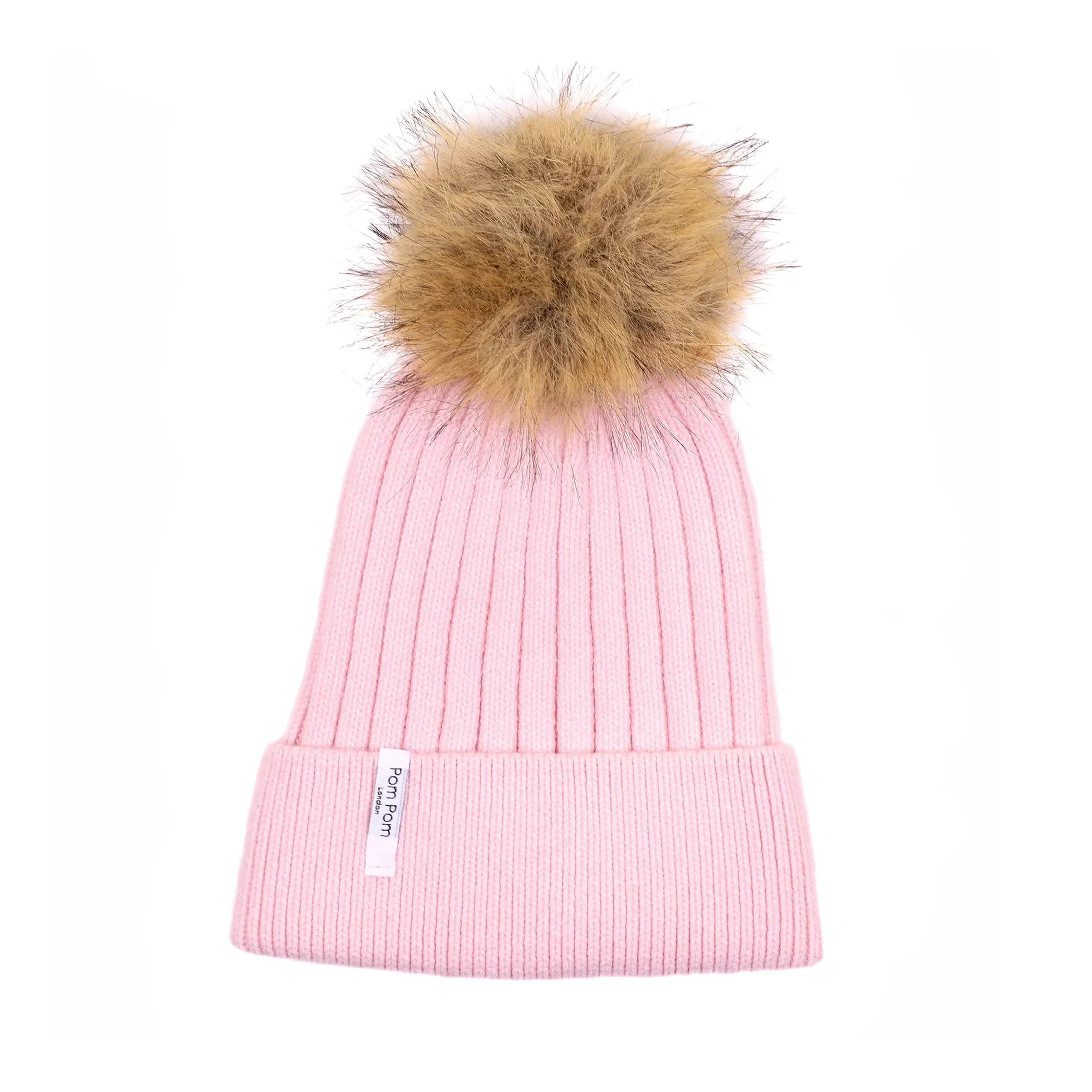 Ribbed Cashmere Hat Pink