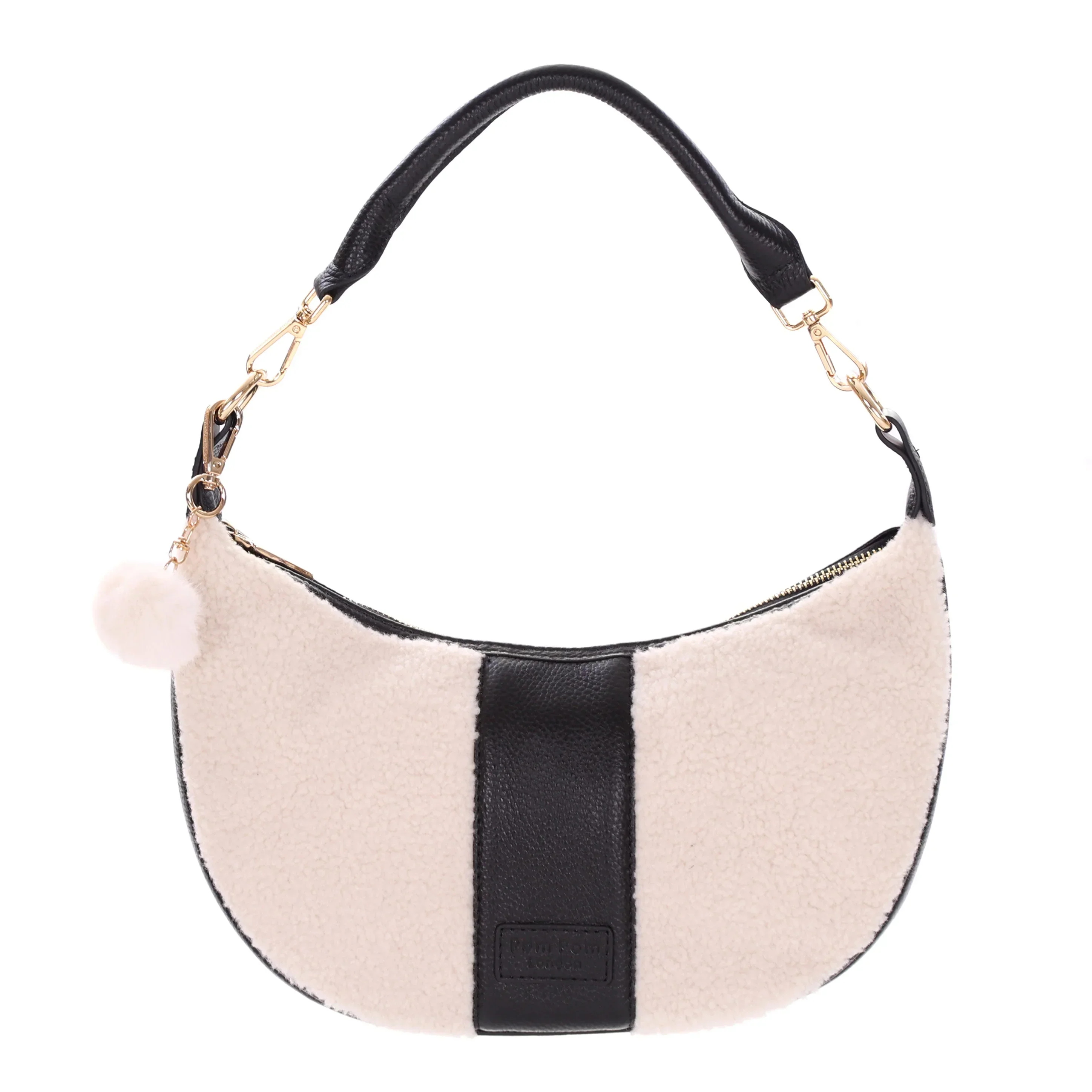 Sutton Sling Faux Fleece & Leather Bag Black - Image 2