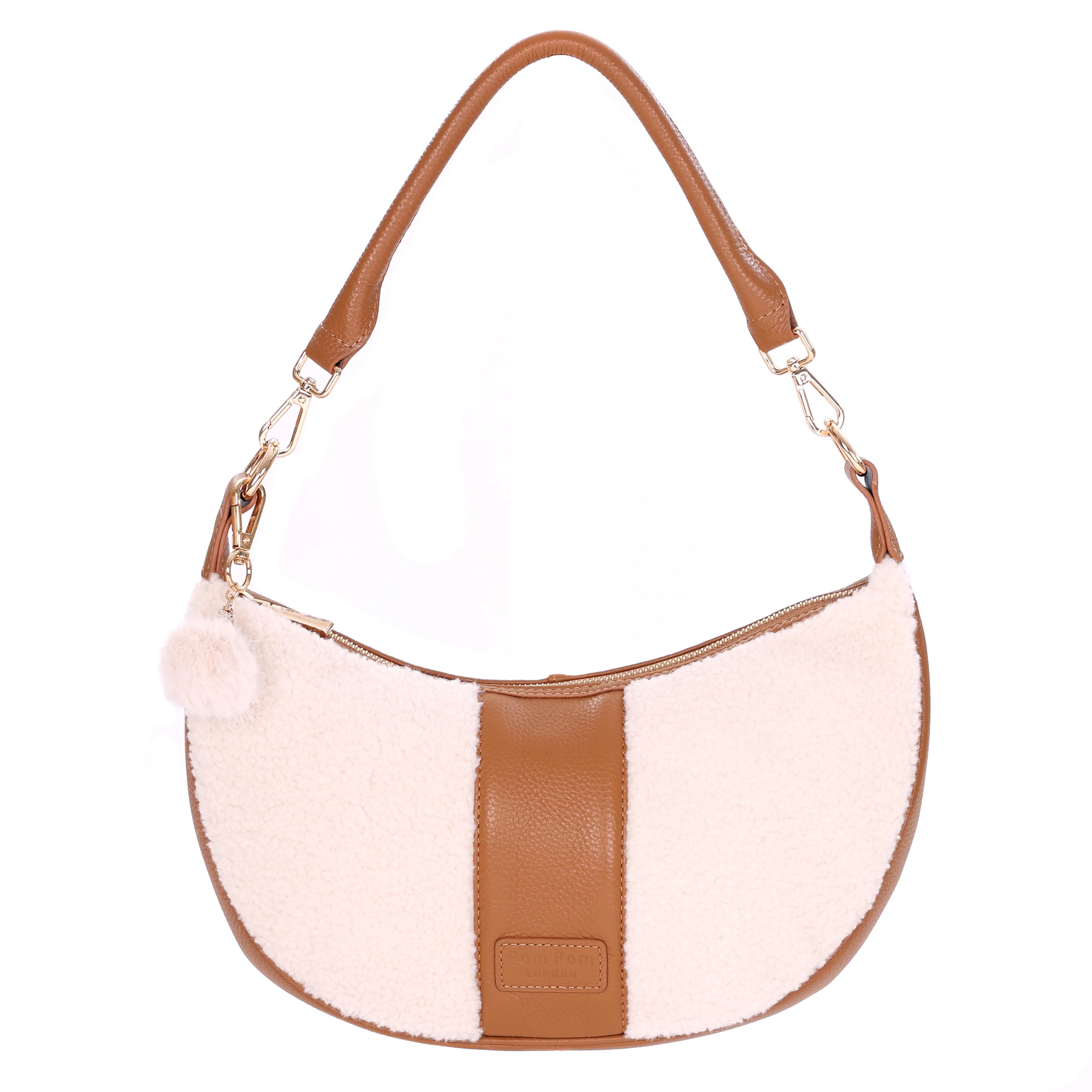 Sutton Sling Faux Fleece & Leather Bag Maple - Image 2
