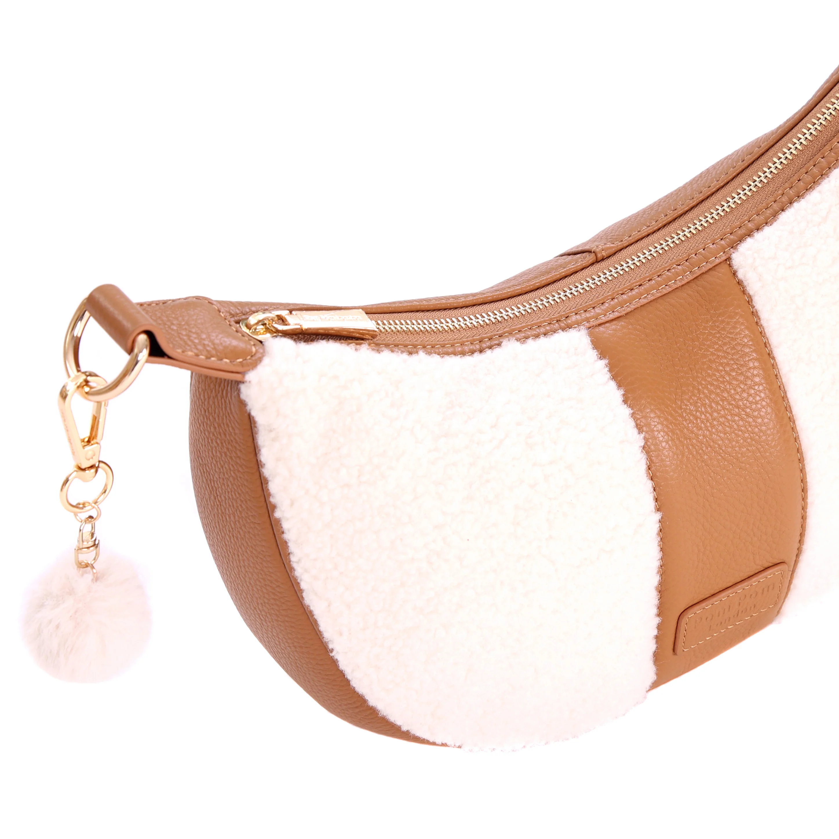 Sutton Sling Faux Fleece & Leather Bag Maple - Image 3